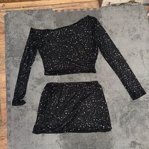 SHEIN Black and White Speckled Dress Set